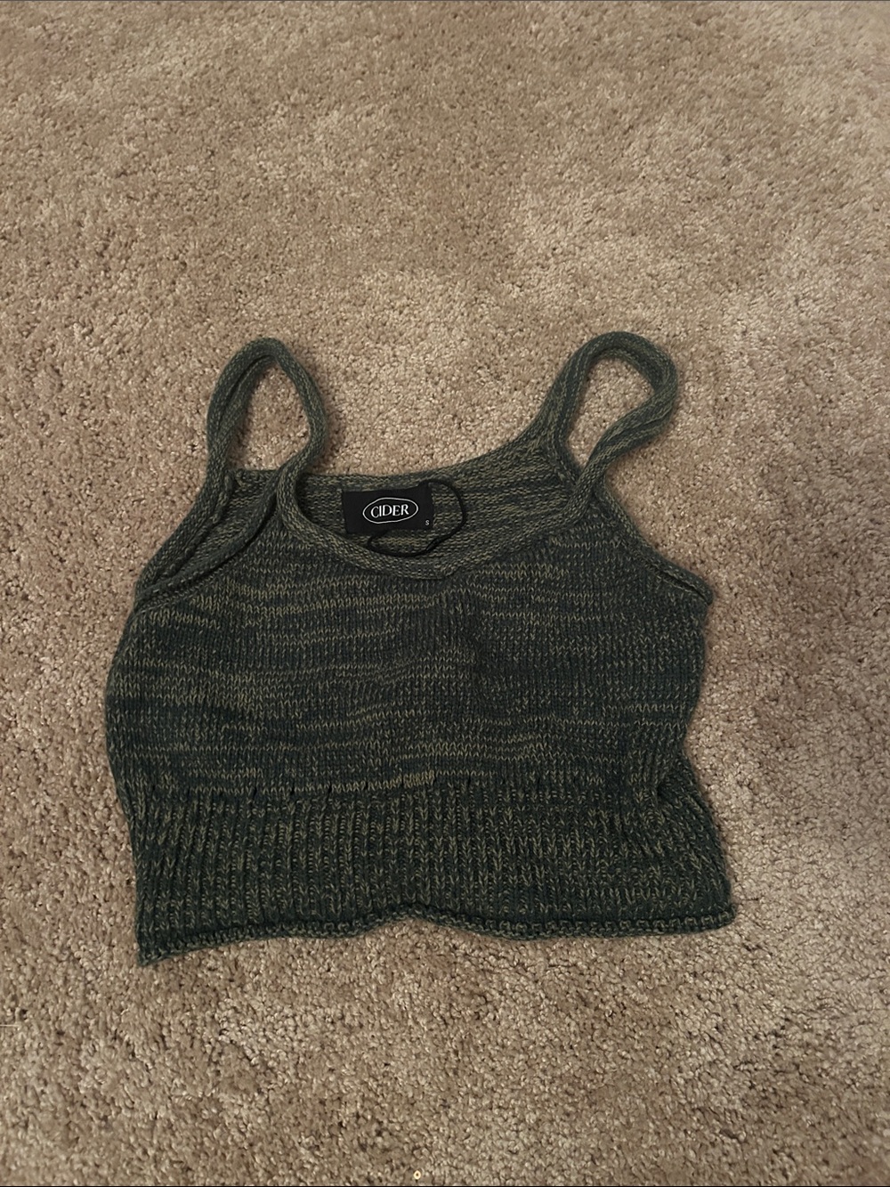 Cider Olive Knit Cropped Tank